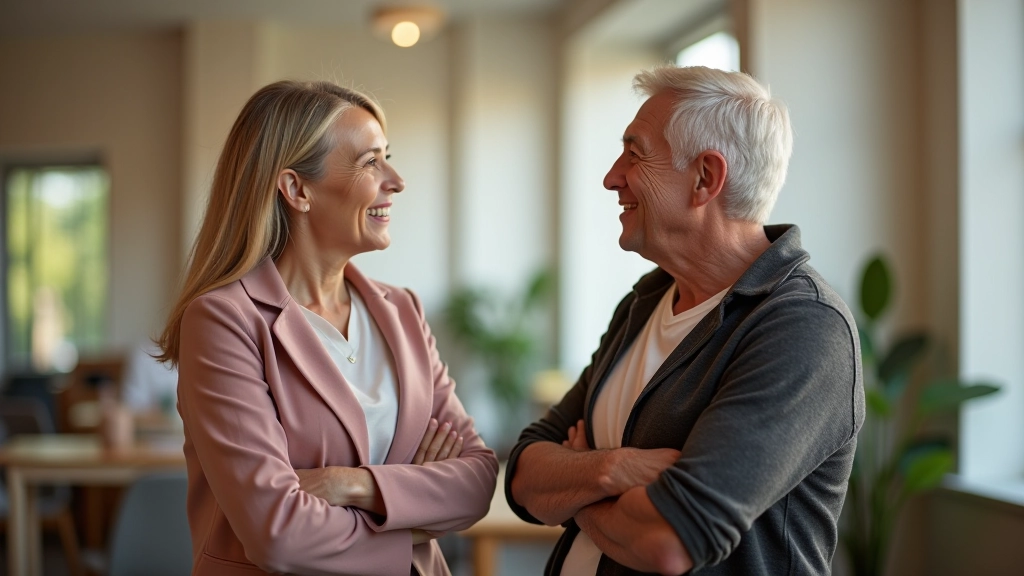 Diverse community members of different ages gathered in inclusive shared space, engaged in conversation